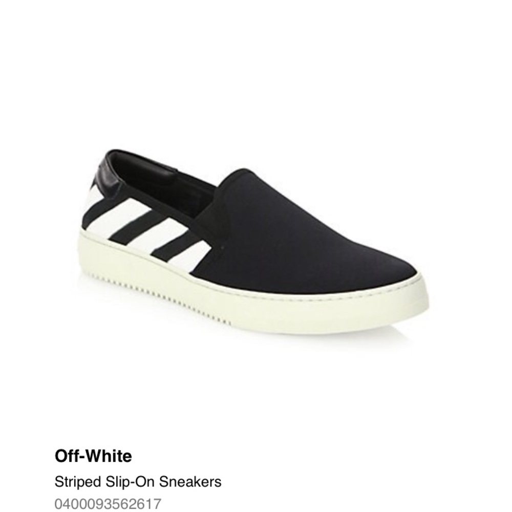 Off-White Striped Slip-On Sneakers